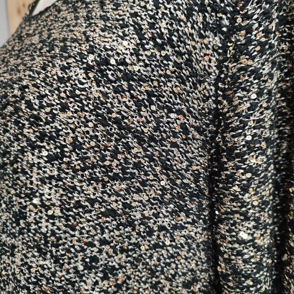 Gibson Latimer Glitter Party Blouse Black Gold Sz 1X Lined Layered Party Casual